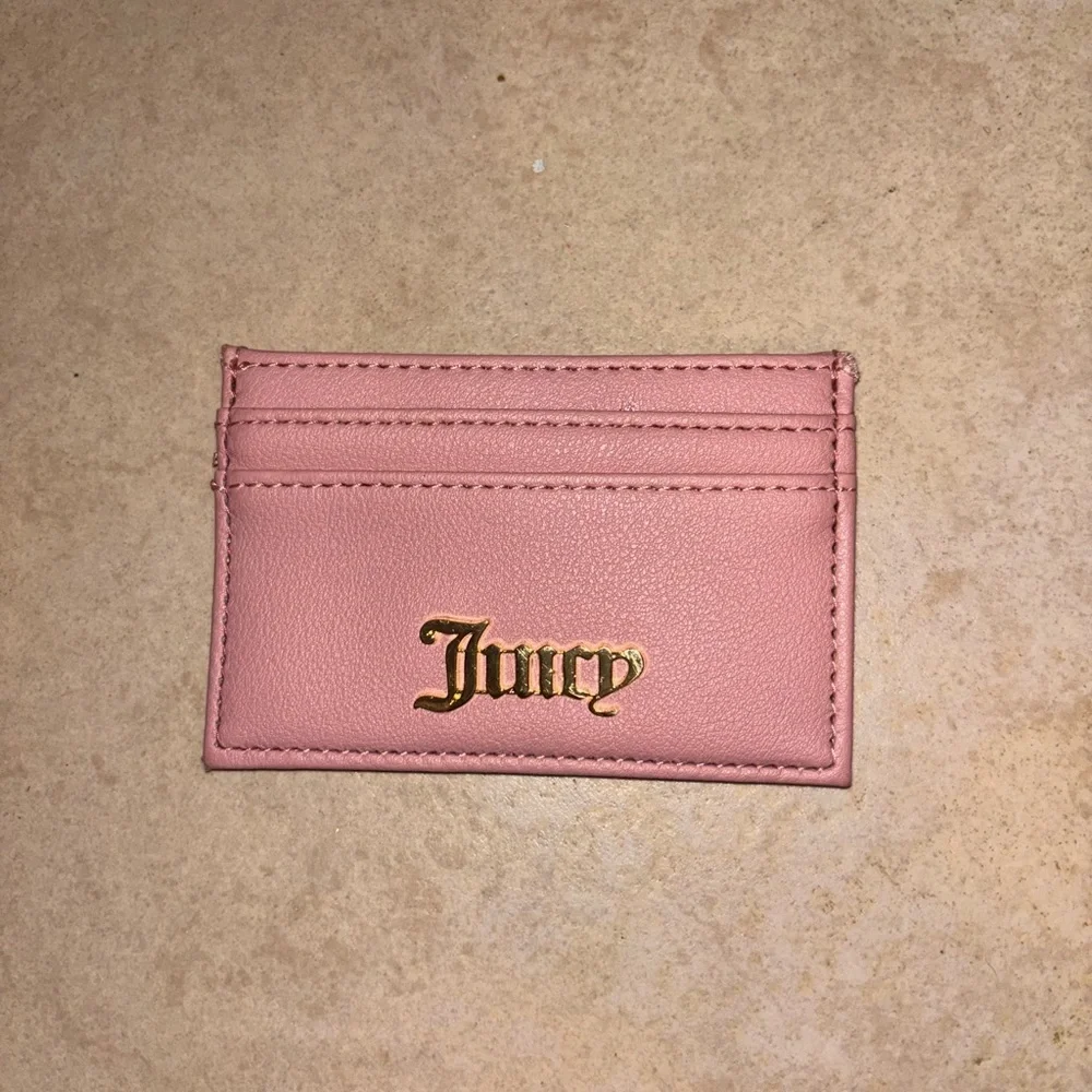 Juicy Couture Blush Pink Card Holder with Gold Logo